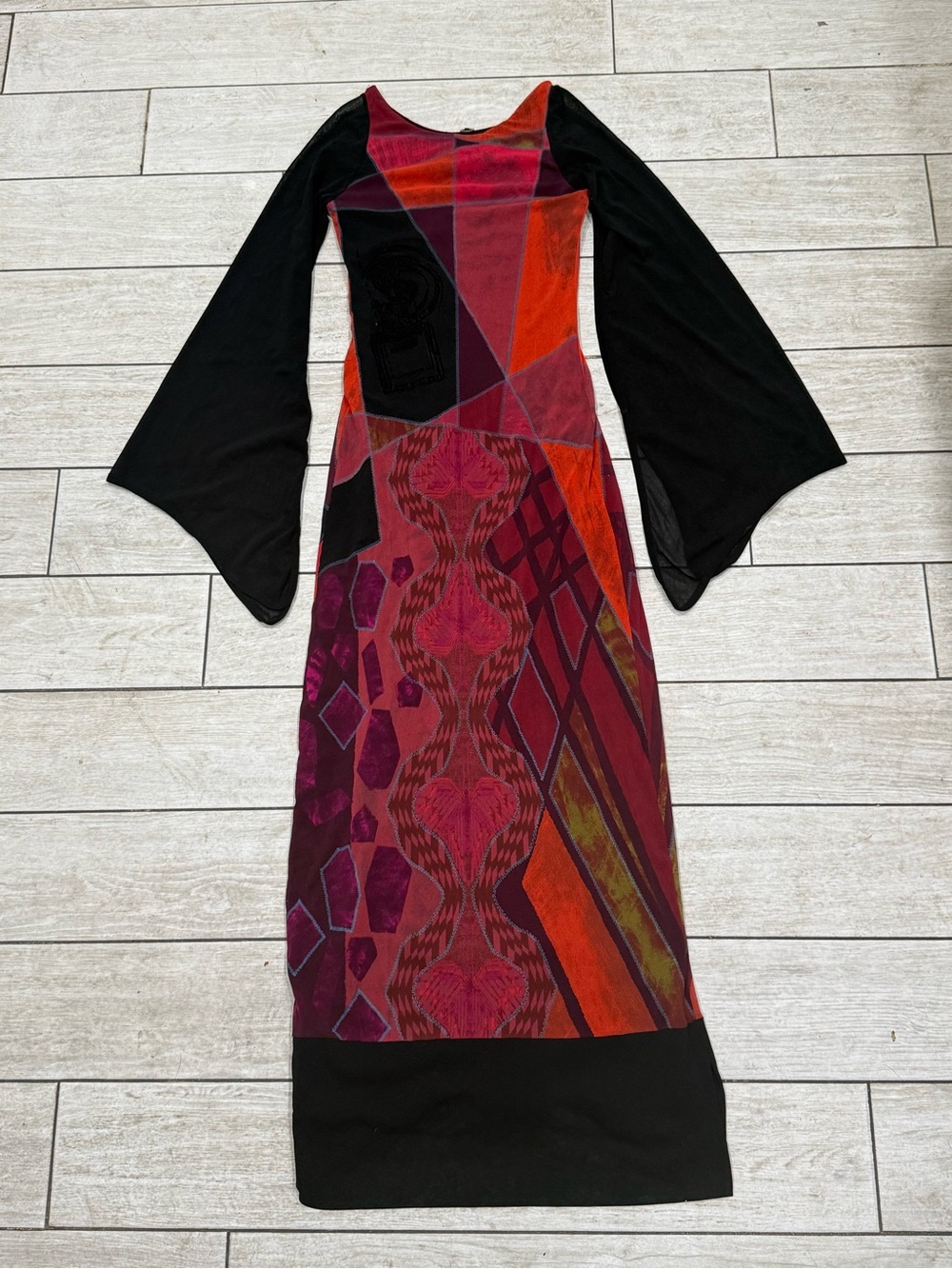 DDP Save The Queen Maxi Dress Vintage Wide Sleeve Mesh y2k avant garde Sz L